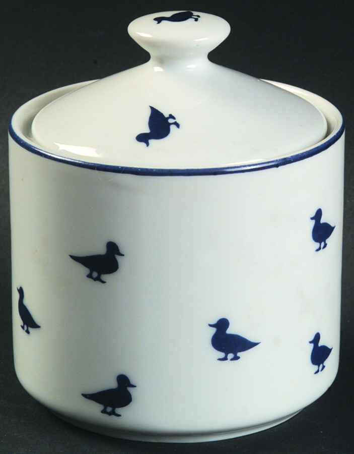 Blue Duck Sugar Bowl & Lid by Shafford-1