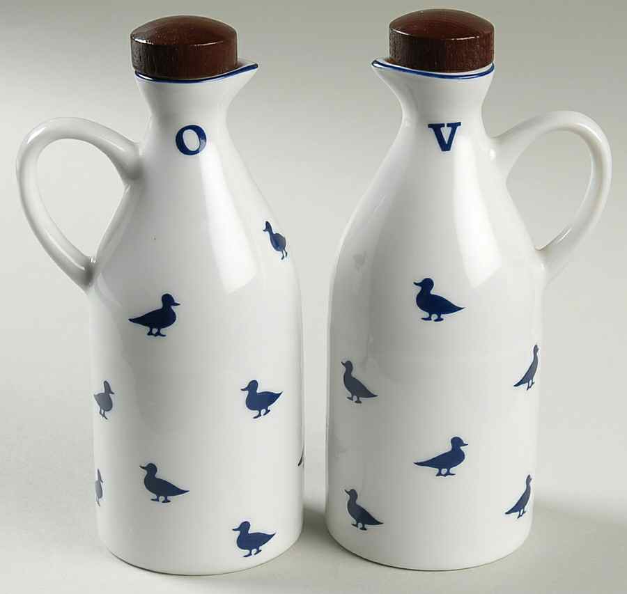 Blue Duck Vinegar and Oil with Wood Stoppers by Shafford-1