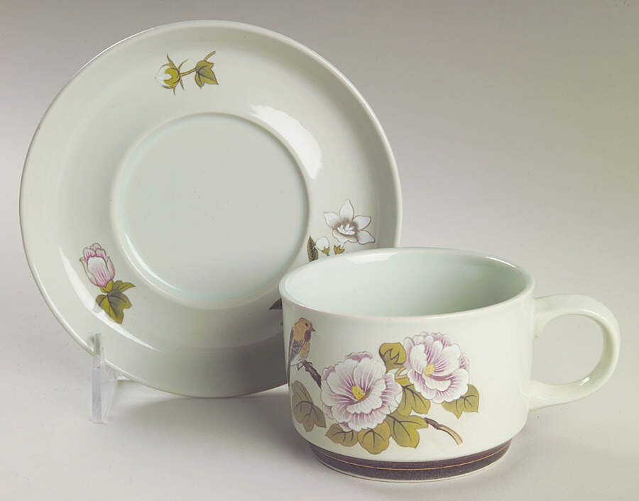Chinese Garden (Earthenware) Flat Cup & Saucer Set by Shafford-1