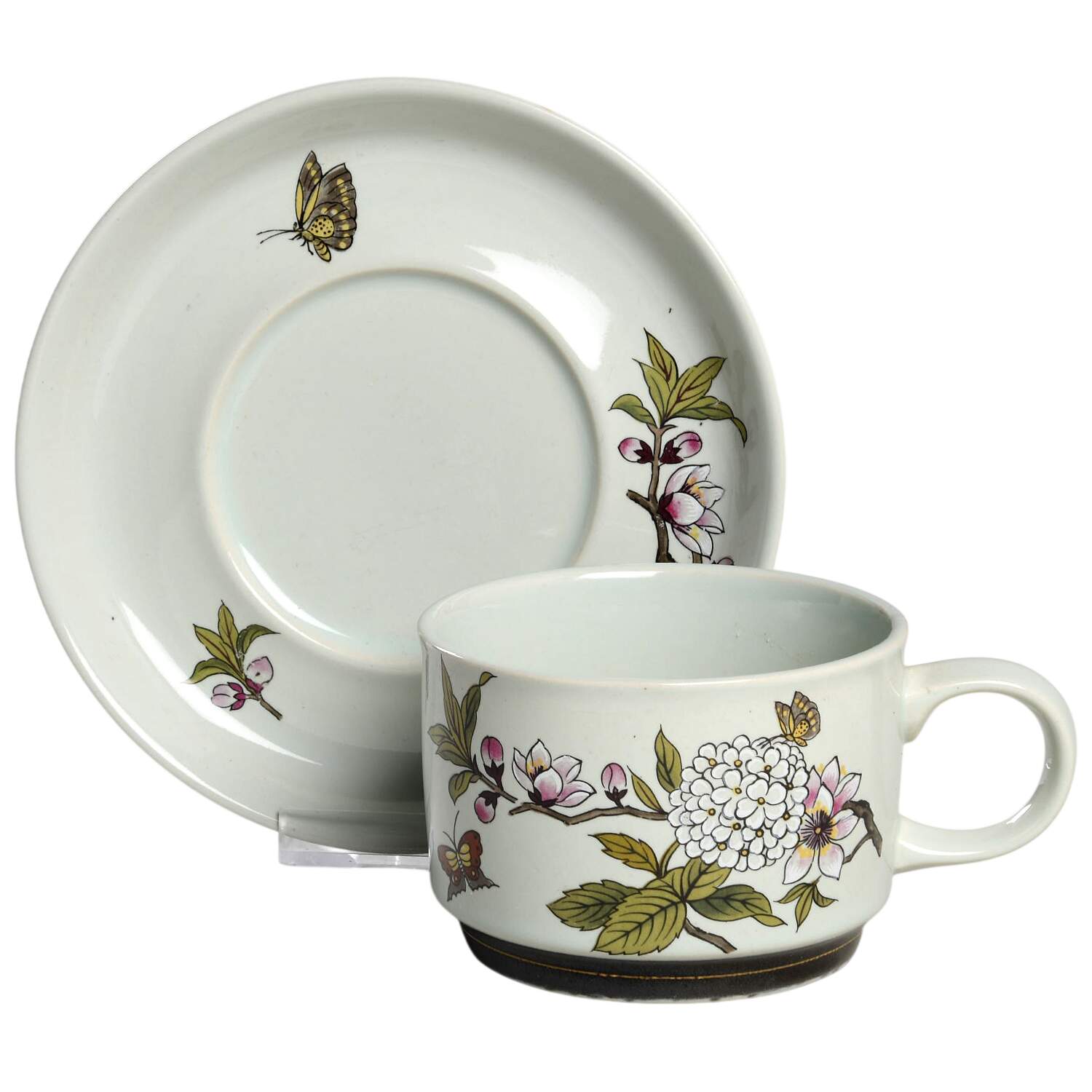 Chinese Garden (Earthenware) Flat Cup & Saucer Set by Shafford-1