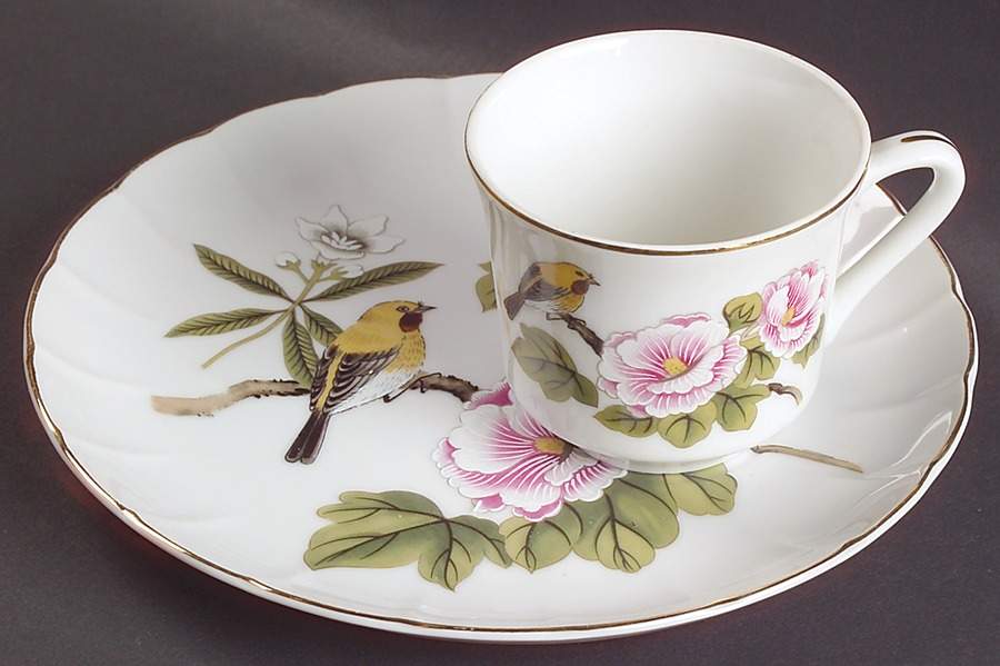 Chinese Garden (Fine China) Snack Plate & Cup Set by Shafford-1