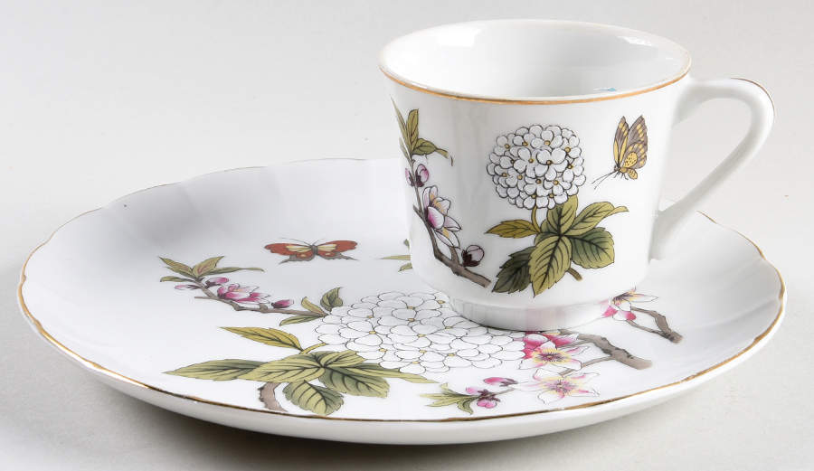 Chinese Garden (Fine China) Snack Plate & Cup Set by Shafford-1