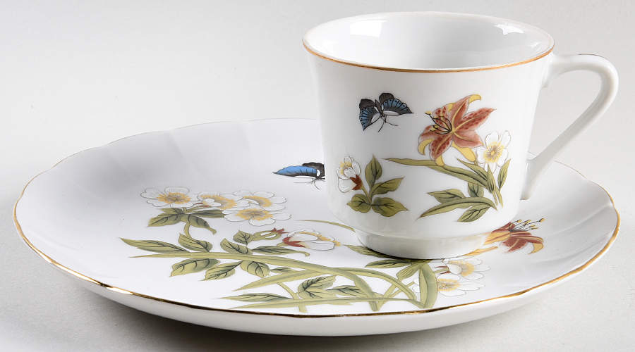Chinese Garden (Fine China) Snack Plate & Cup Set by Shafford-1