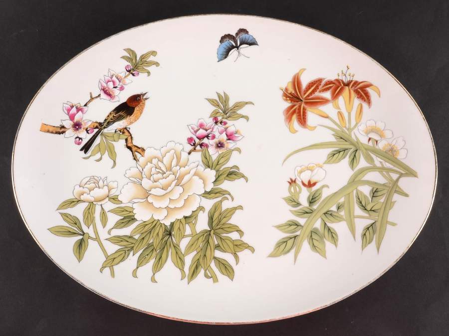 Chinese Garden (Fine China) 16" Oval Serving Platter by Shafford-1