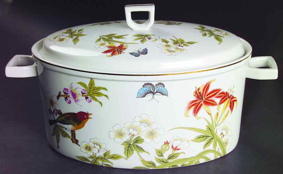 Chinese Garden (Fine China) 2 Quart Oval Covered Casserole by Shafford-1