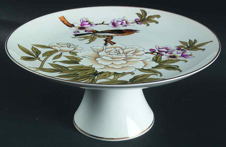 Chinese Garden (Fine China) 10" Diameter Pedestal Cake Stand by Shafford-1