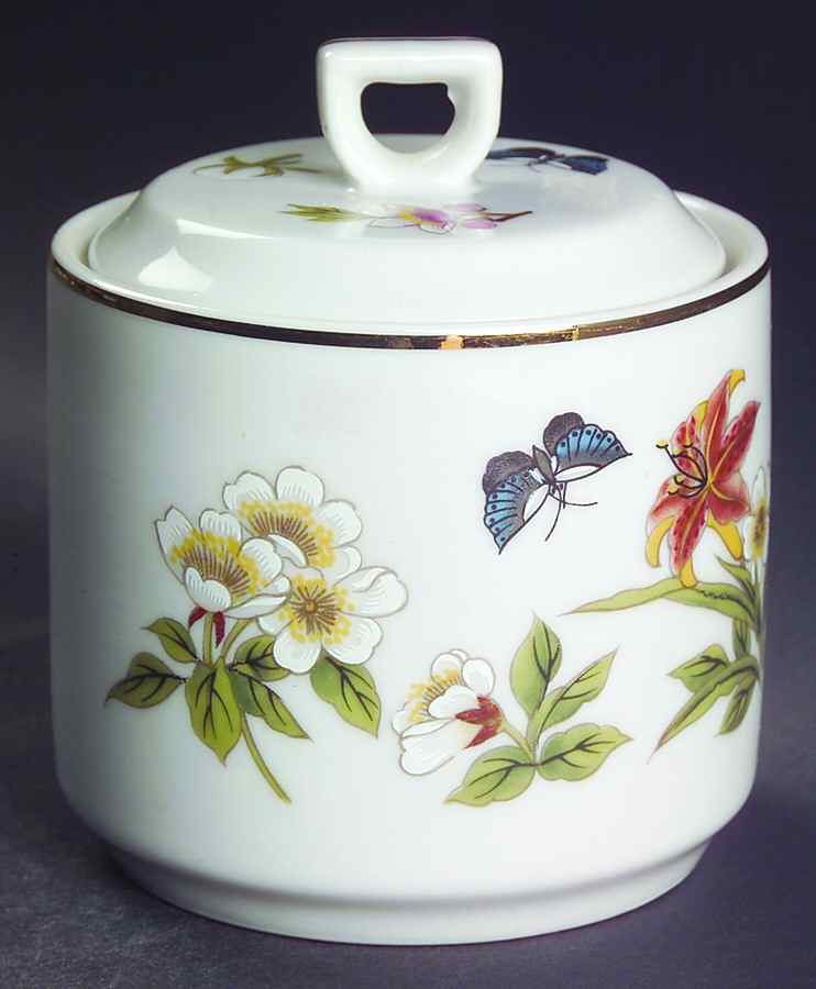 Chinese Garden (Fine China) Sugar Bowl & Lid by Shafford-1