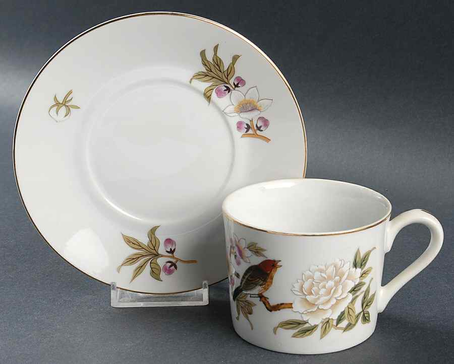 Chinese Garden (Fine China) Flat Cup & Saucer Set by Shafford-1