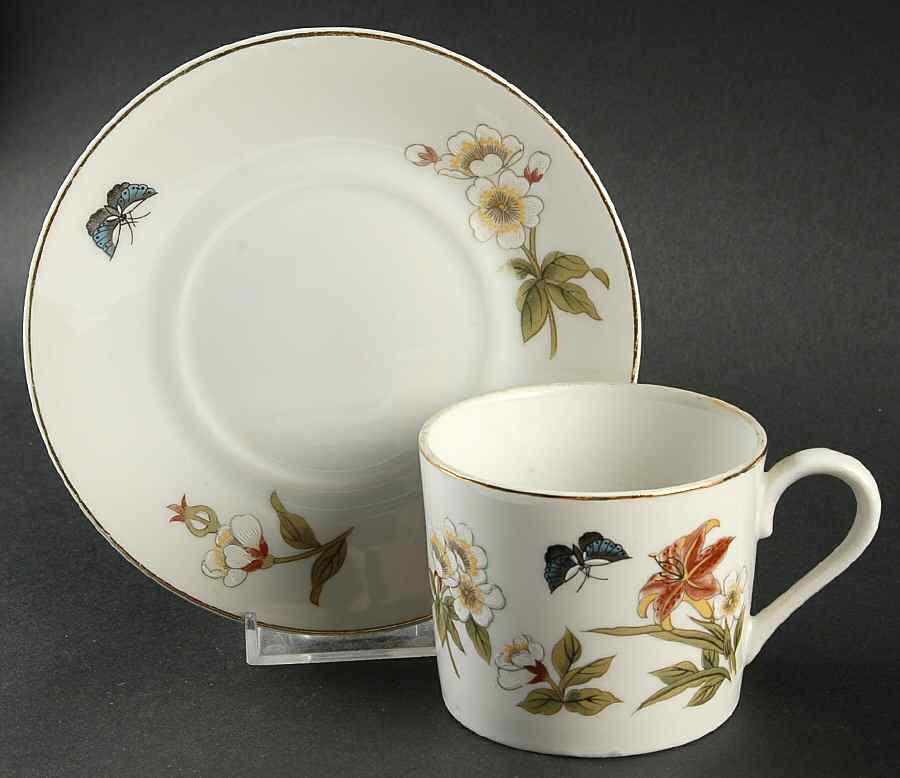 Chinese Garden (Fine China) Flat Cup & Saucer Set by Shafford-1