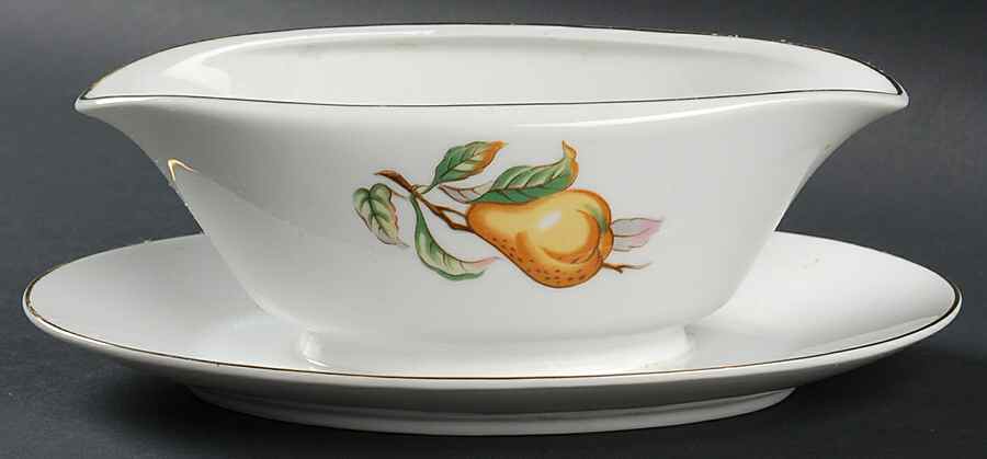 Fruit Garden Gravy Boat with Attached Underplate by Shafford-1