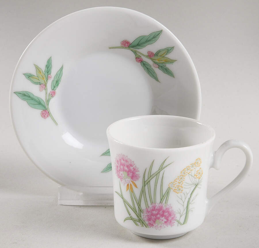 Herbs & Spices Flat Demitasse Cup & Saucer Set by Shafford-1
