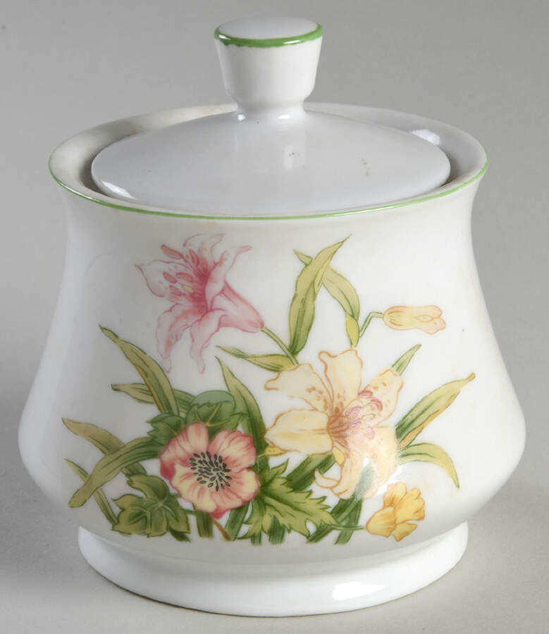 Jade Lily Sugar Bowl & Lid by Shafford-1