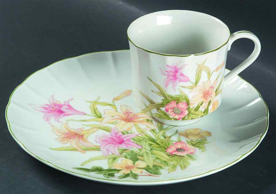 Jade Lily Snack Plate & Cup Set by Shafford-1