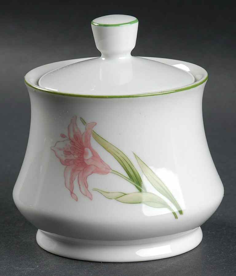 Jade Lily Sugar Bowl & Lid by Shafford-1