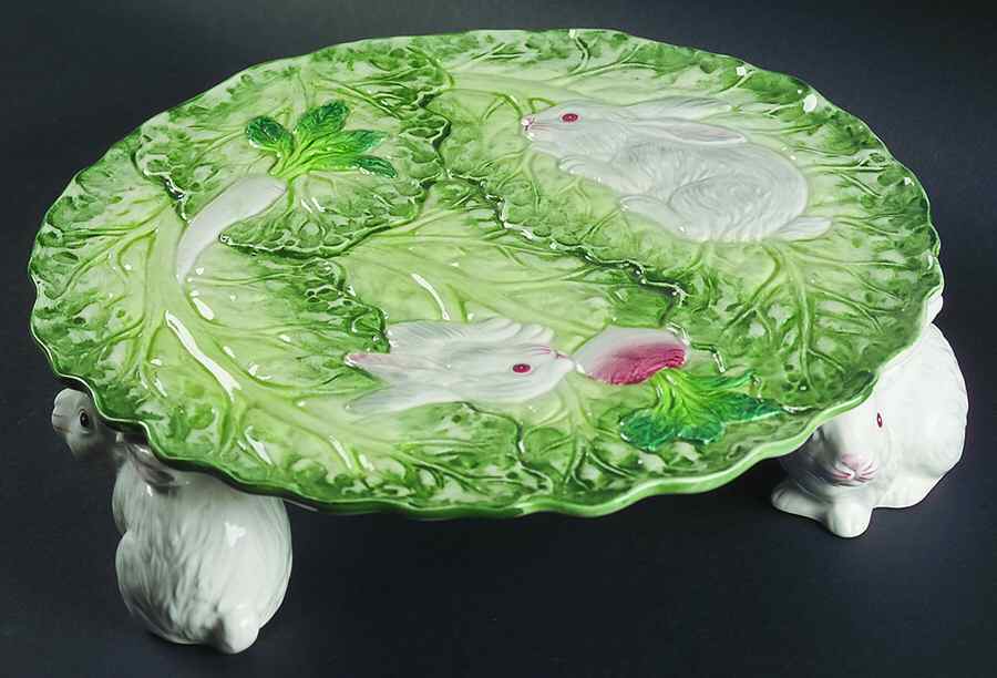Rabbit Patch 12" Diameter Figural Pedestal Cake Stand by Shafford-1