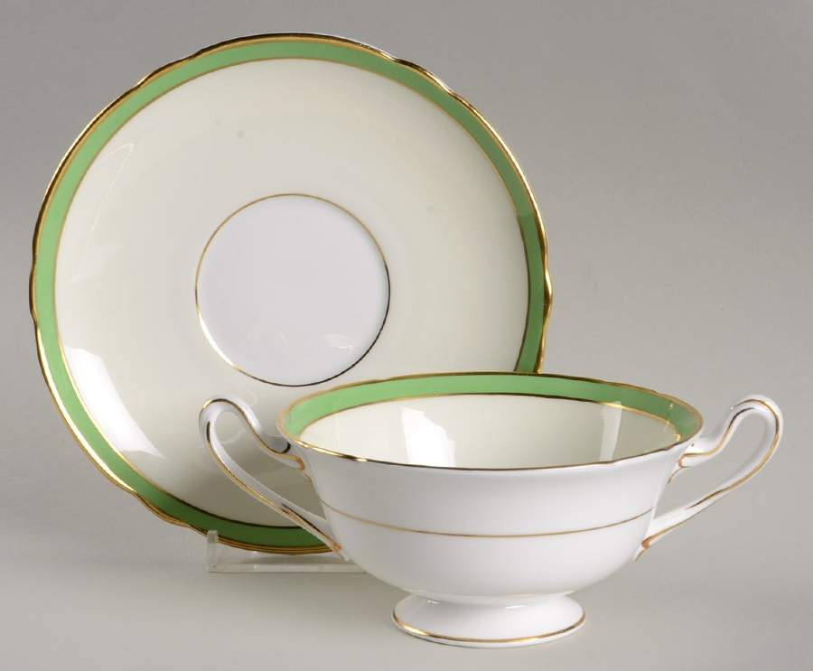 12749g Footed Cream Soup Bowl & Saucer Set by Shelley-1