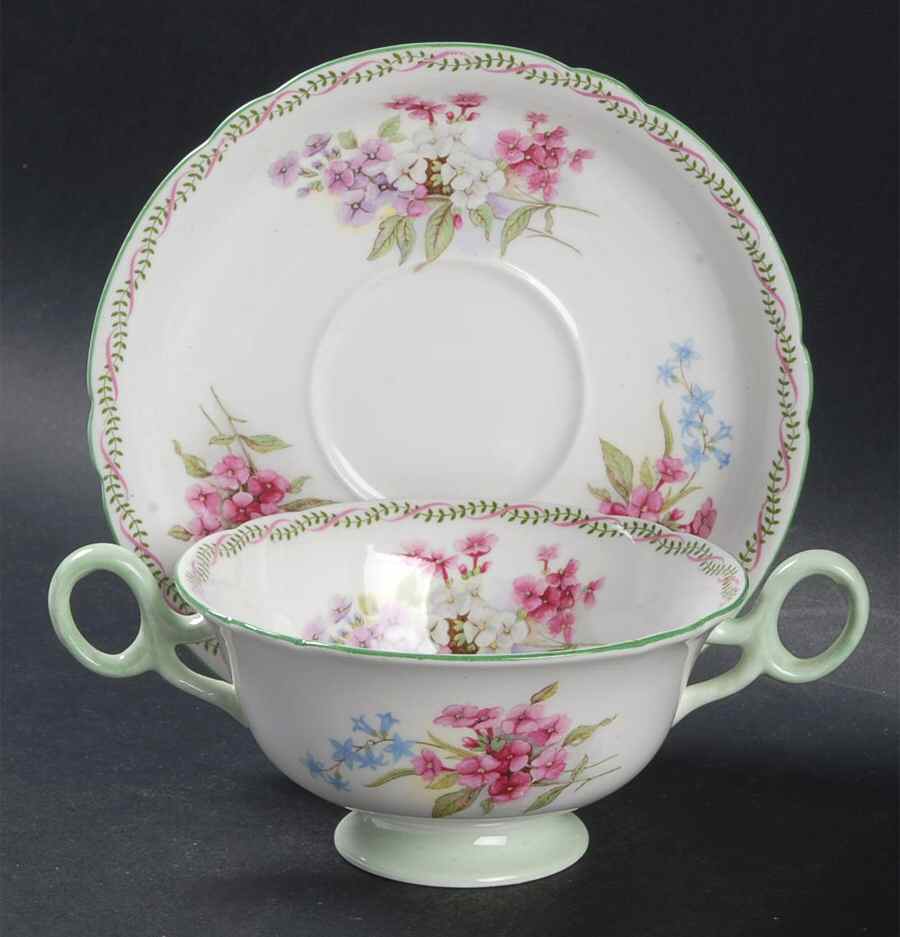 13512 Footed Cream Soup Bowl & Saucer Set by Shelley-1
