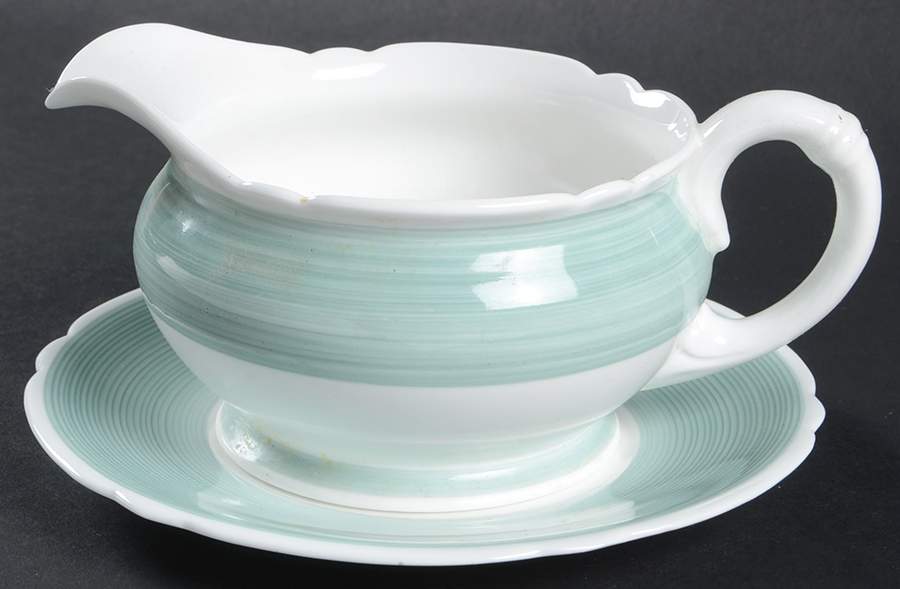 13706-G (Green) Gravy Boat & Underplate by Shelley-1