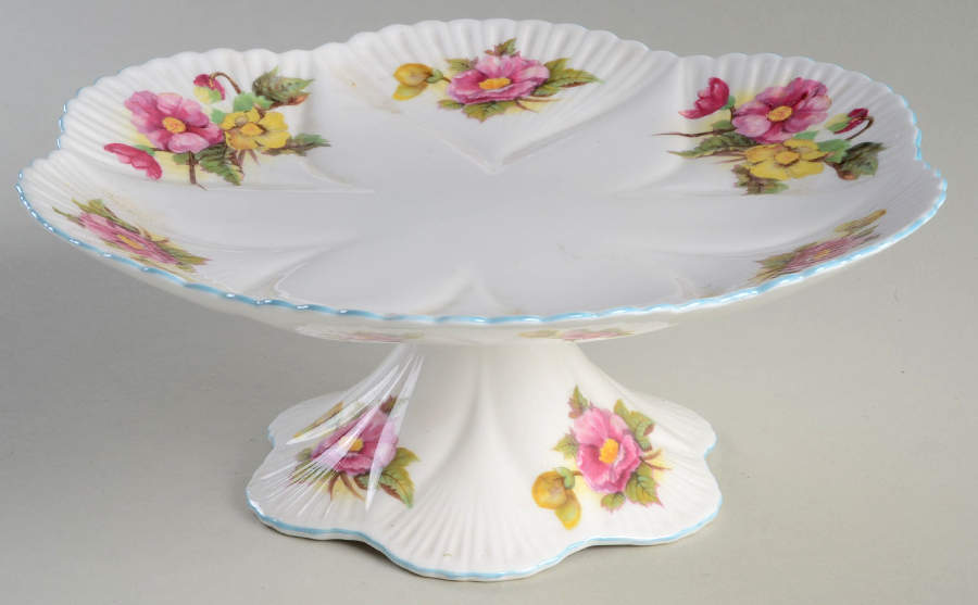 Begonia (Dainty Shape) 8" Diameter Pedestal Cake Stand by Shelley-1