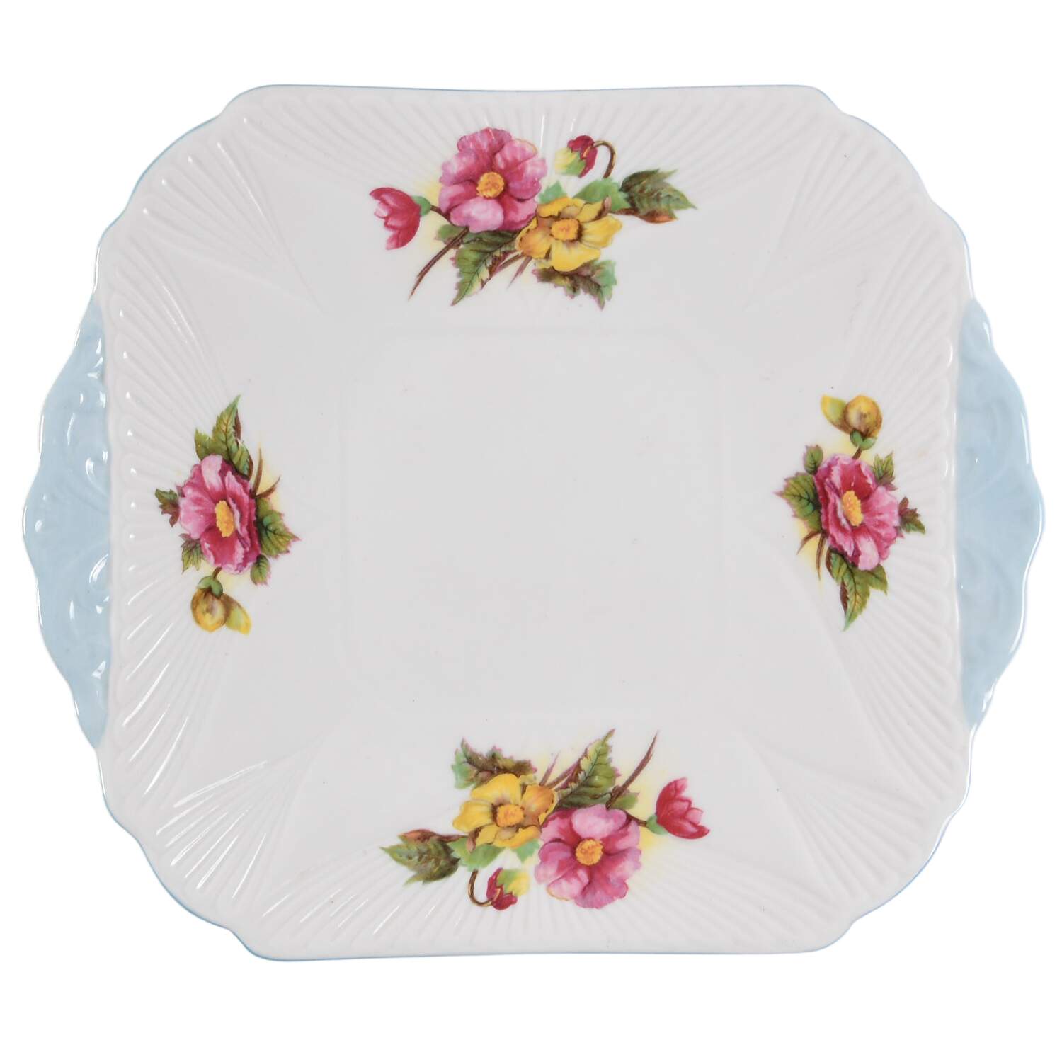 Begonia (Dainty Shape) Square Handled Cake Plate by Shelley-1