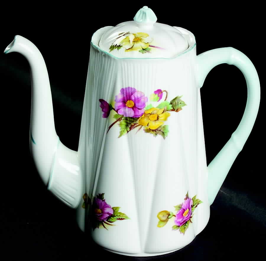 Begonia (Dainty Shape) Coffee Pot & Lid by Shelley-1