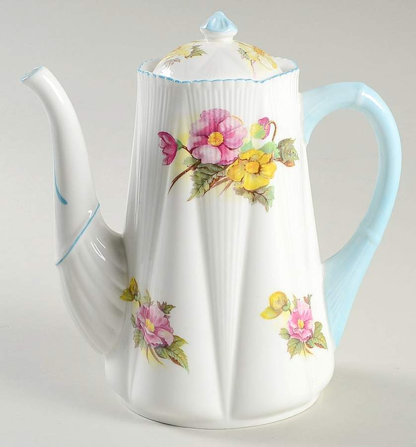 Begonia (Dainty Shape) Small Coffee Pot & Lid by Shelley-1