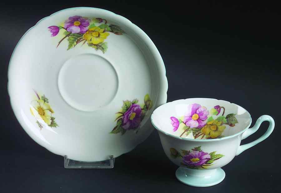 Begonia (Gainsborough) Footed Cup & Saucer Set by Shelley-1