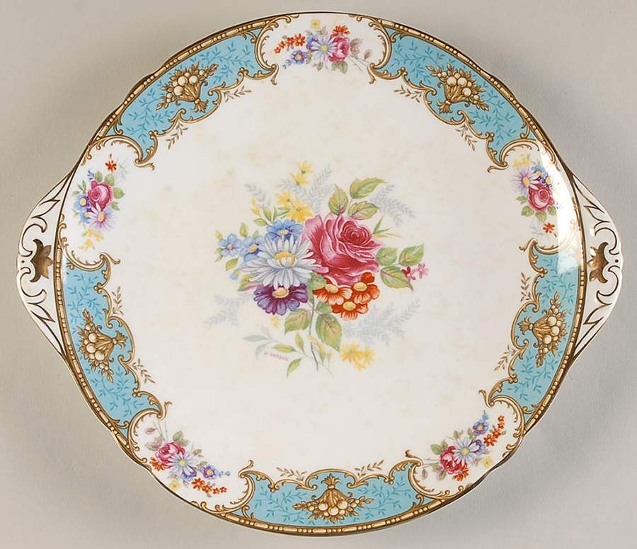 Blue Empress Handled Cake Plate by Shelley-1