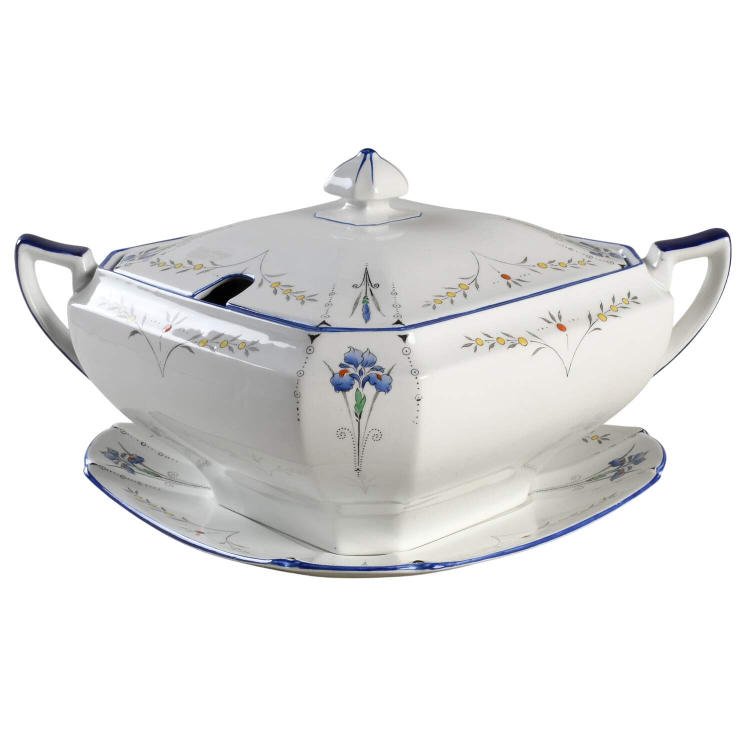 Blue Iris Tureen & Lid w/Underplate by Shelley-1
