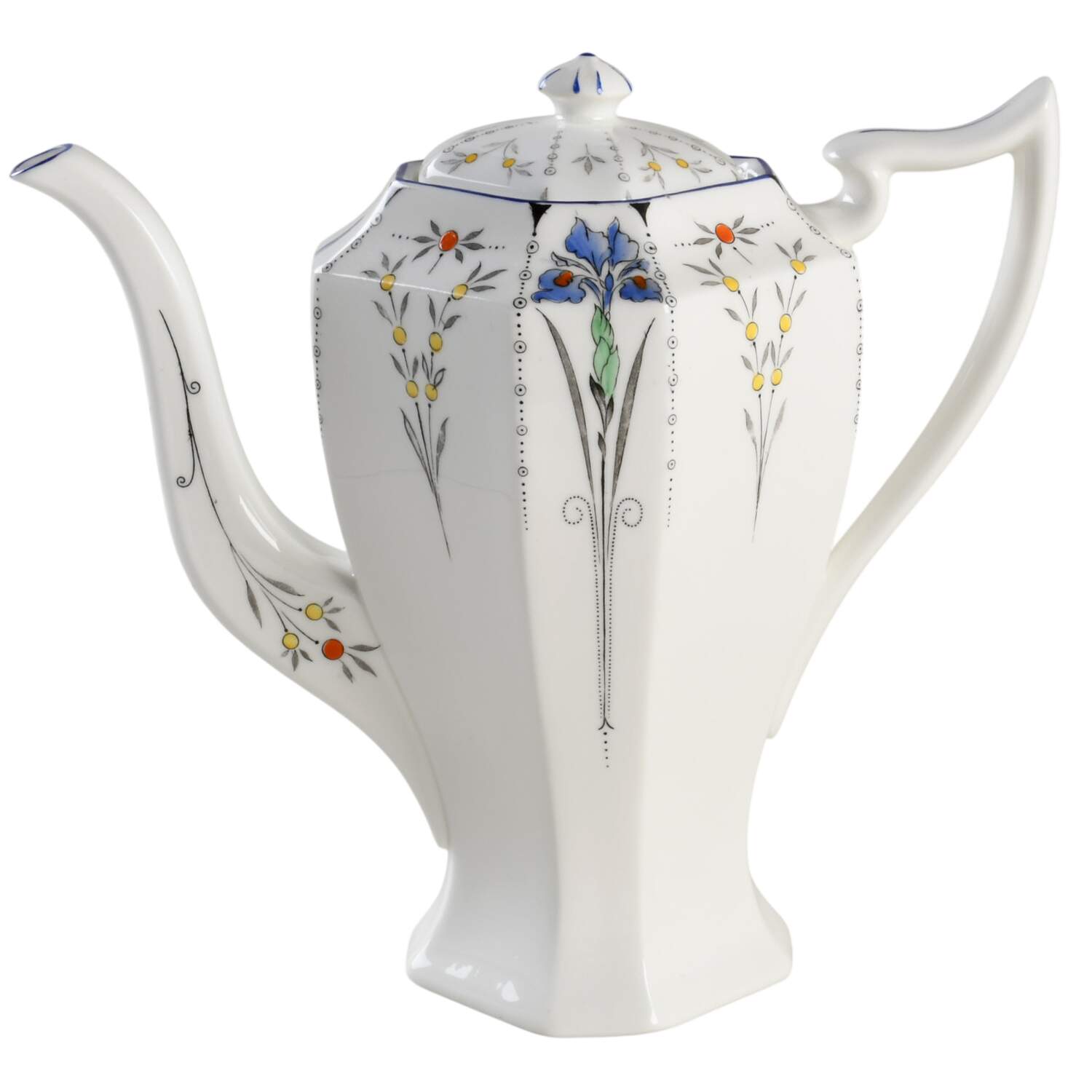 Blue Iris Coffee Pot & Lid by Shelley-1