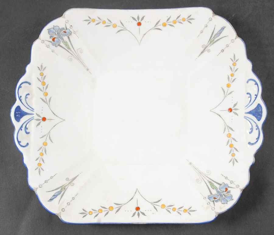 Blue Iris Handled Cake Plate by Shelley-1