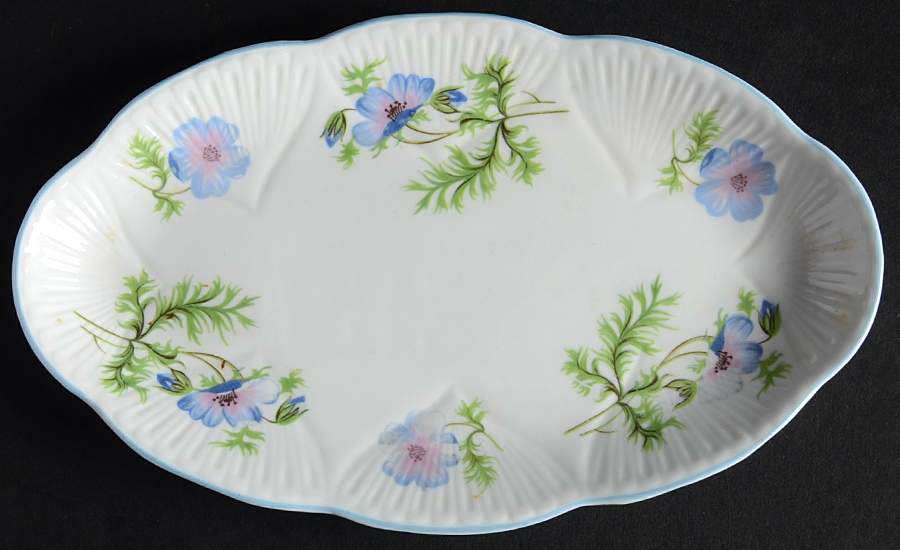 Blue Poppy (Dainty) Tray for Individual Creamer & Open Sugar by Shelley-1