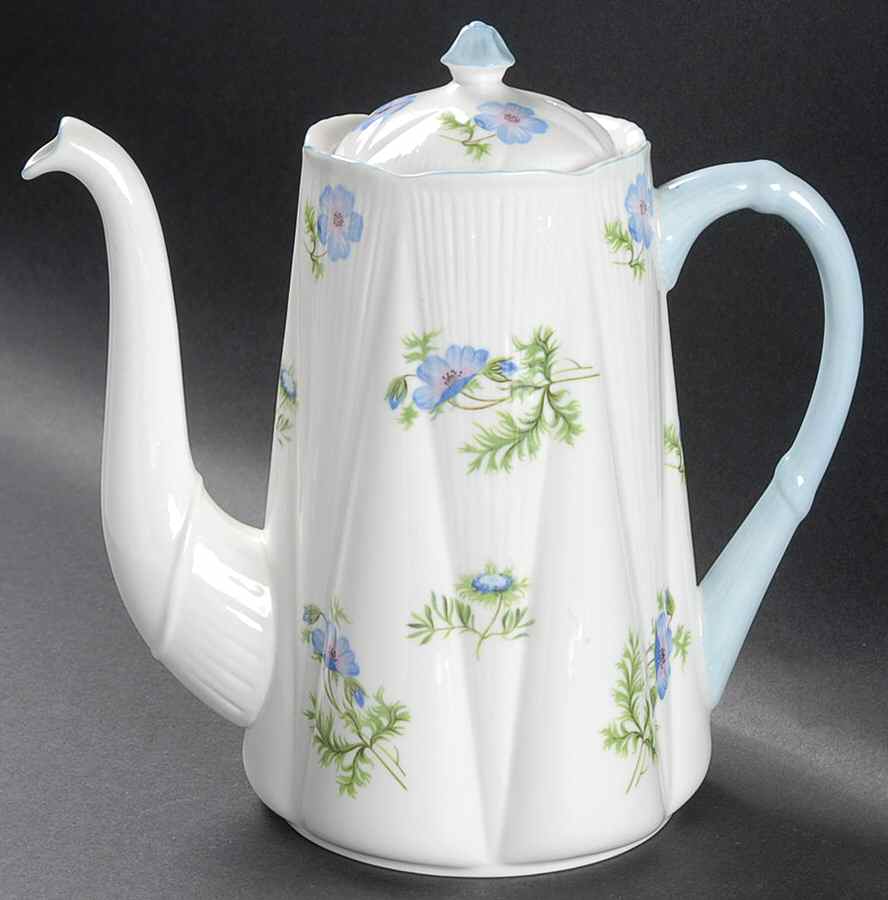 Blue Poppy (Dainty) Coffee Pot & Lid by Shelley-1