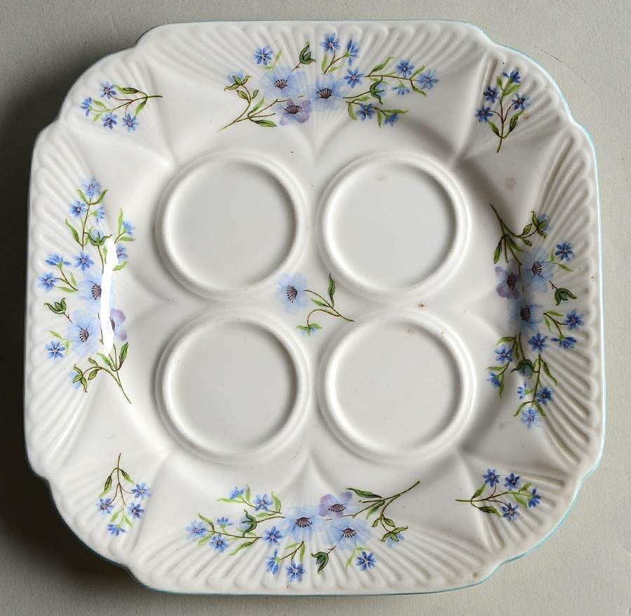 Blue Rock (Dainty Shape) Tray for Egg Cup Holder (4 Rings) by Shelley-1