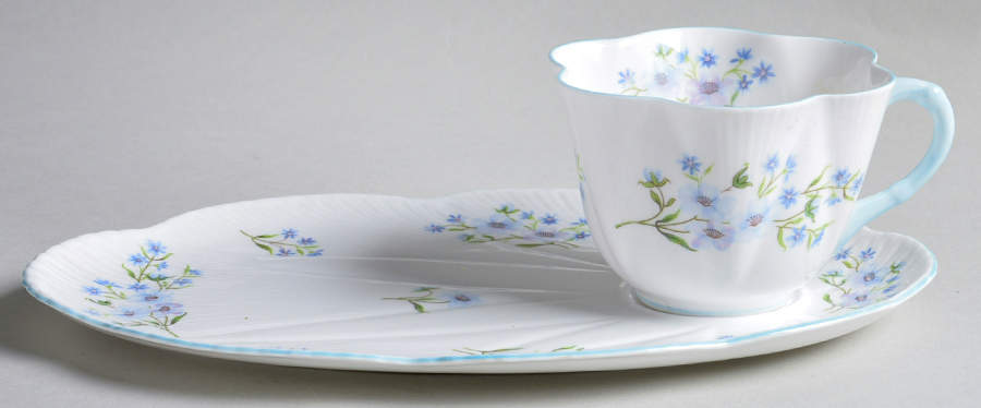 Blue Rock (Dainty Shape) Snack Plate & Cup Set by Shelley-1