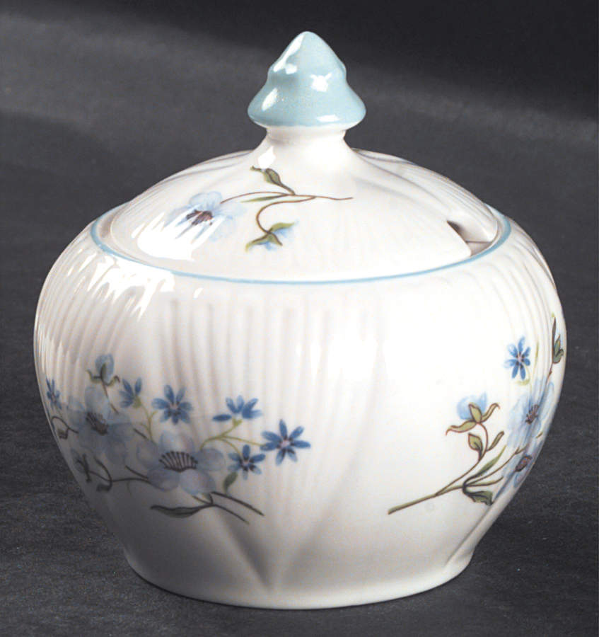 Blue Rock (Dainty Shape) Mustard Jar & Lid by Shelley-1