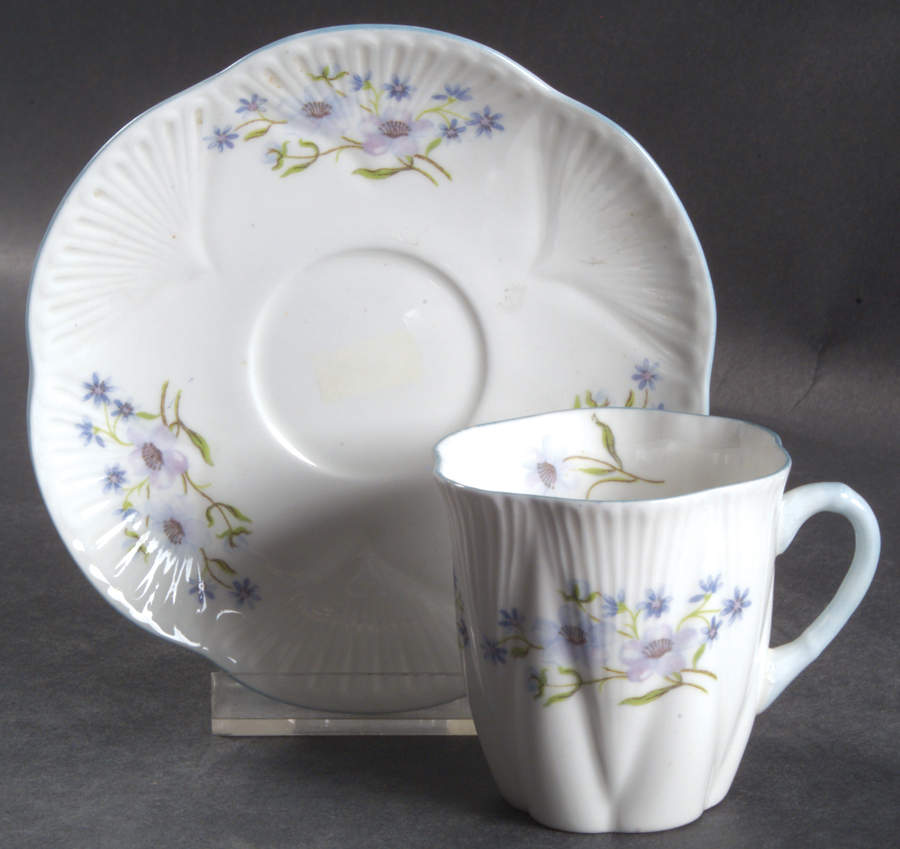 Blue Rock (Dainty Shape) Flat Demitasse Cup & Saucer Set by Shelley-1