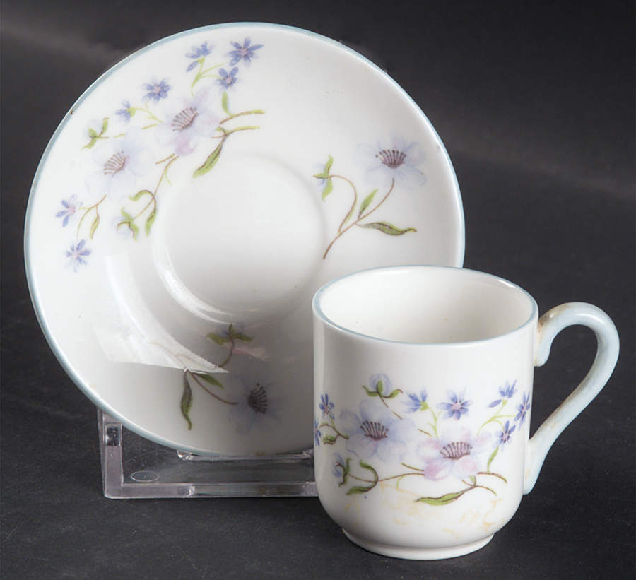 Blue Rock (Dainty Shape) Flat Toy Cup and Saucer Set by Shelley-1