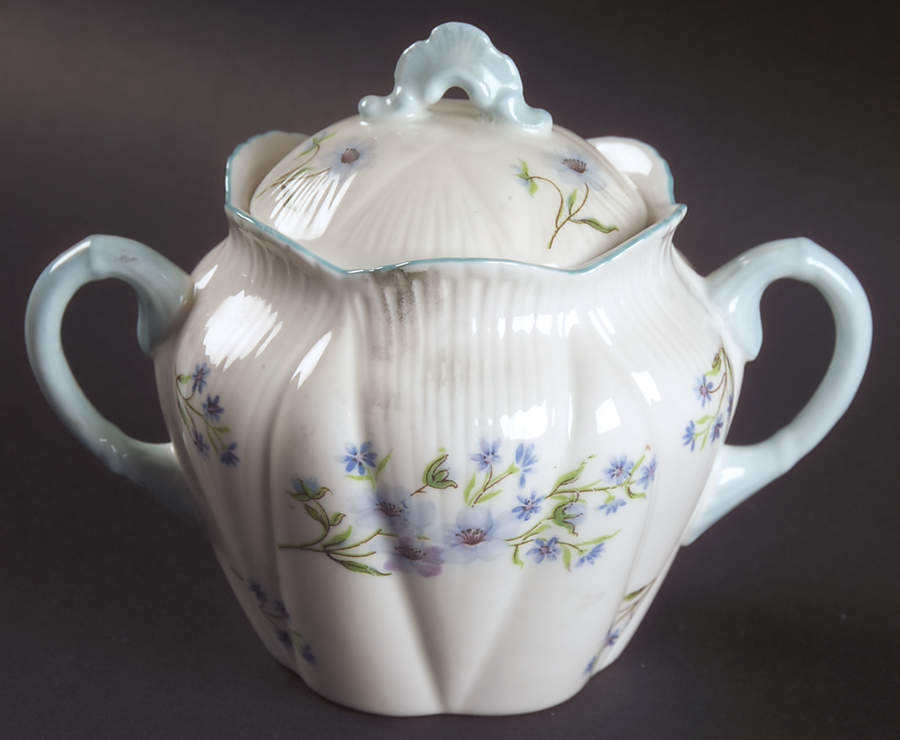 Blue Rock (Dainty Shape) Sugar Bowl & Lid by Shelley-1