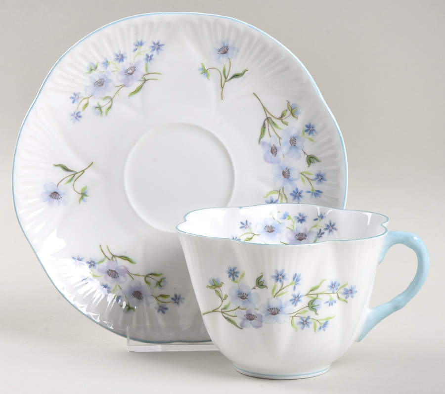 Blue Rock (Dainty Shape) Flat Cup & Saucer Set by Shelley-1