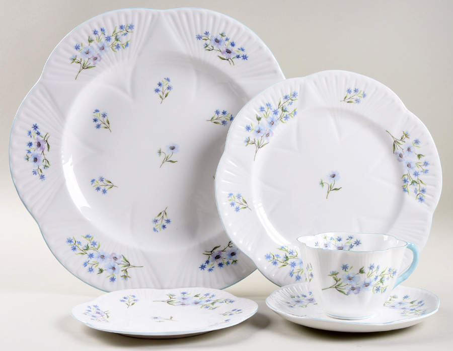Blue Rock (Dainty Shape) 5 Piece Place Setting by Shelley-1