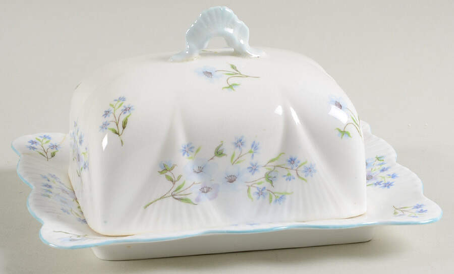 Blue Rock (Dainty Shape) Rectangular Covered Butter by Shelley-1