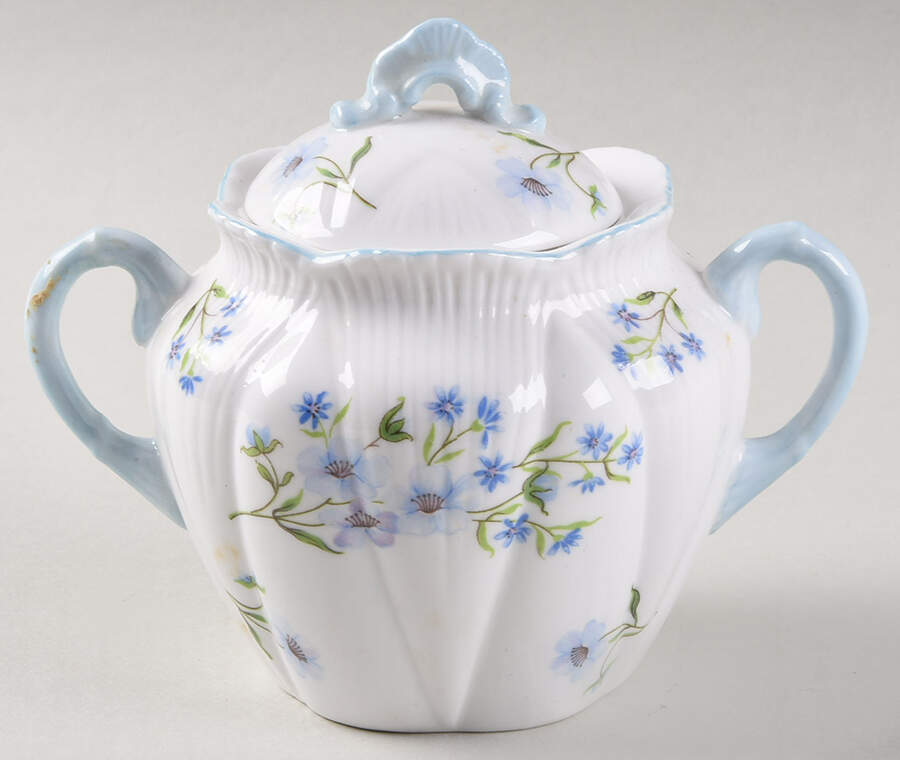Blue Rock (Dainty Shape) Mini Sugar Bowl & Lid by Shelley-1