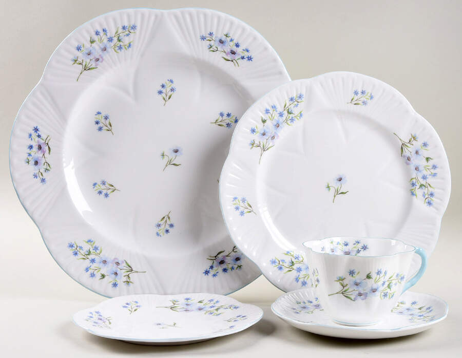 Blue Rock (Dainty Shape) 40  Piece Estate Set by Shelley-1