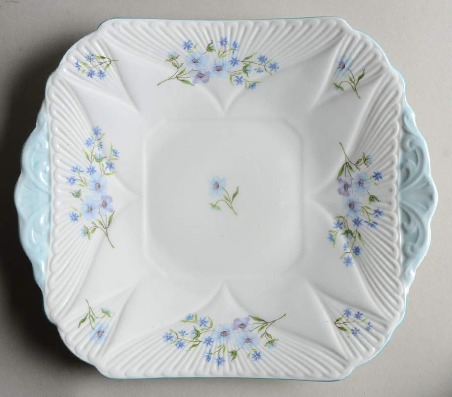 Blue Rock (Dainty Shape) Square Handled Cake Plate by Shelley-1