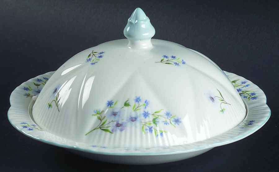 Blue Rock (Dainty Shape) Muffin Dish & Lid by Shelley-1
