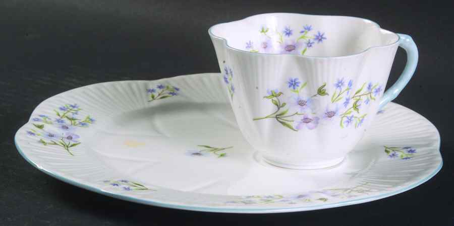 Blue Rock (Dainty Shape) Snack Plate & Cup Set by Shelley-1