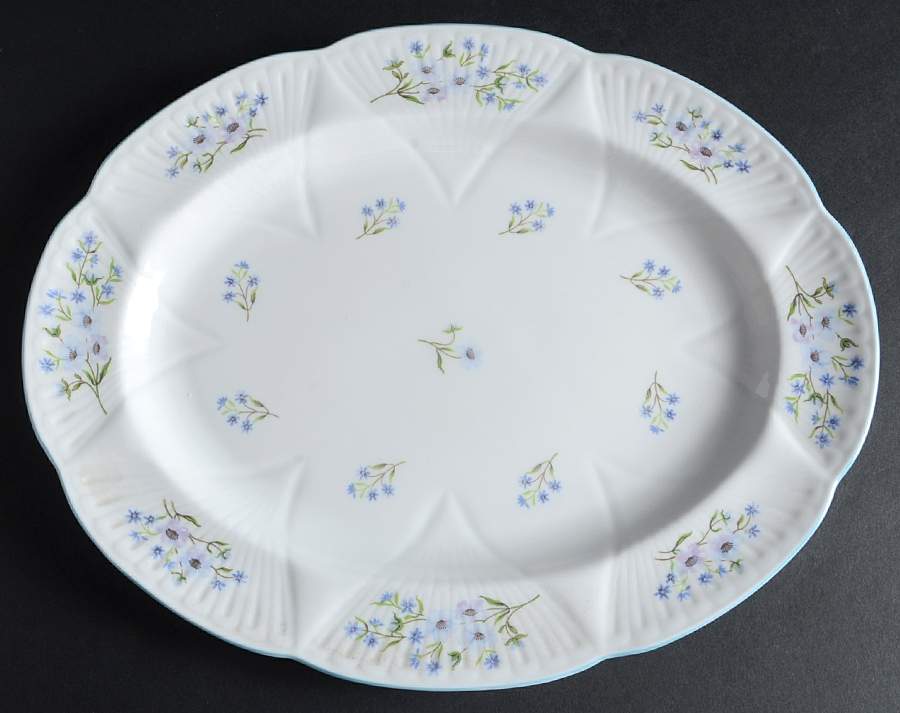 Blue Rock (Dainty Shape) 13" Oval Serving Platter by Shelley-1