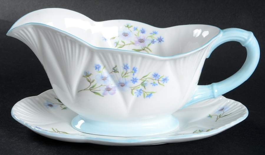 Blue Rock (Dainty Shape) Gravy Boat & Underplate by Shelley-1