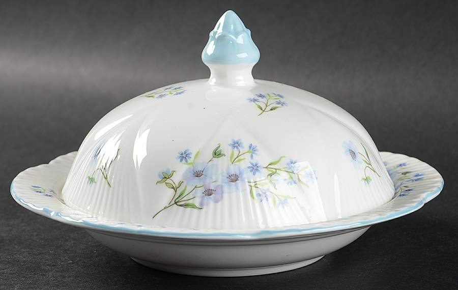 Blue Rock (Dainty Shape) Round Covered Butter by Shelley-1